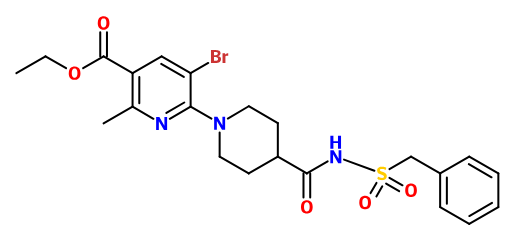 (image for) MC021360 3'-Bromo-6'-methyl-4-phenylmethanesulfonylaminocarbonyl-3,4,5,6-tetrahydro-2H-[1,2']bipyridinyl-5'-carboxylic acid ethyl ester